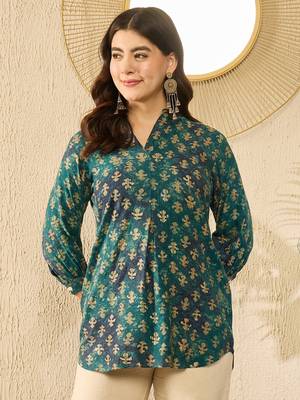 Green ethnic motifs printed regular top 5
