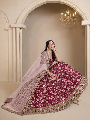 Magenta Embroidered Art Silk Designer Lehenga Choli 2