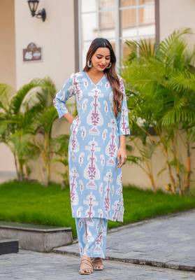 Pure rayon printed straight kurta with Palazzo 1