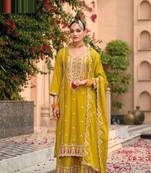 gold  Party Wear Embroidered work Stitched salwar suits