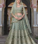 Olive Net Fabric Stone Work Lehenga Choli Set