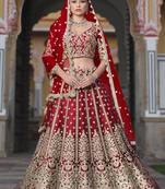 Embroidered Butterfly Net Red Designer Ceremonial Lehenga Choli
