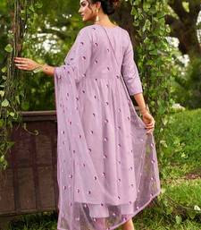 Women's chanderi silk embroidery salwar suit set kurta pant with dupatta
