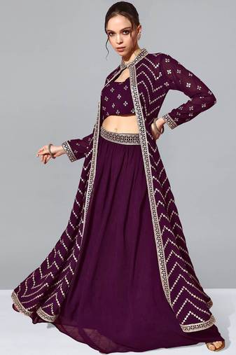 Voilet Georgette Sequin Work Lehenga 