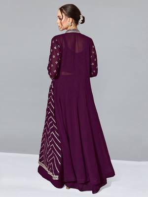 Voilet Georgette Sequin Work Lehenga  3