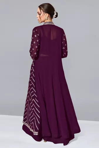 Trendmalls Voilet Georgette Sequin Work Lehenga 