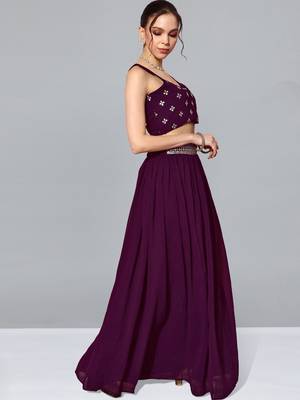 Voilet Georgette Sequin Work Lehenga  4