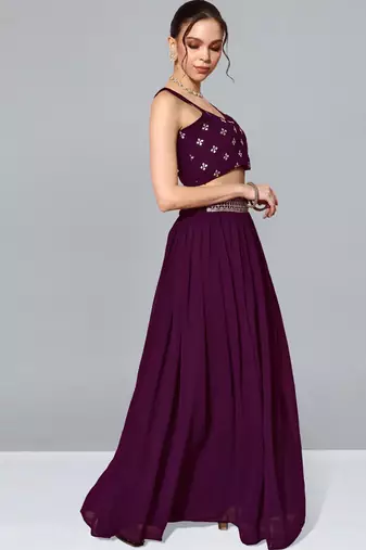 Trendmalls Voilet Georgette Sequin Work Lehenga 