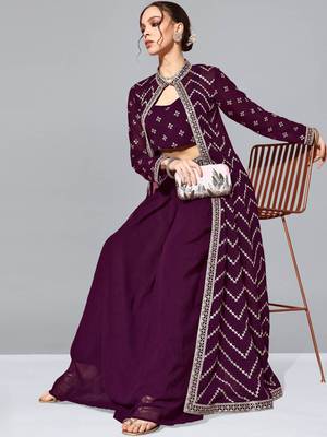 Voilet Georgette Sequin Work Lehenga  5