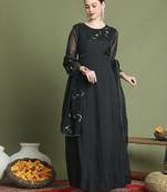 black organza embroidered gown style