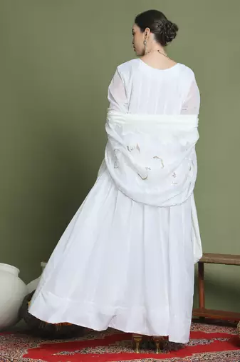  off white organza embroidered gown style