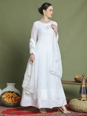  off white organza embroidered gown style 4
