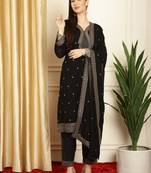  black georgette embroidered suit set