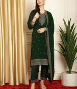 green georgette embroidered suit set