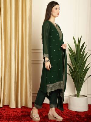 green georgette embroidered suit set 4