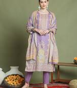 purple roman silk embroidered suit set