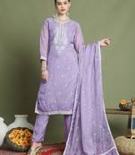 purple organza embroidered suit set
