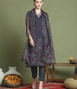 black organza embroidered suit set