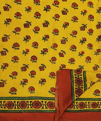 Yellow handprinted ajrakh on modal silk 5
