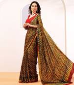 Mustard handprinted ajrakh on modal silk