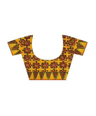 Mustard handprinted ajrakh on modal silk 4