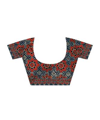 Blue handprinted ajrakh on modal silk 4