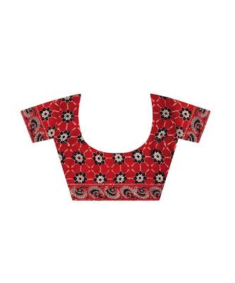 Red handprinted ajrakh on modal silk 4