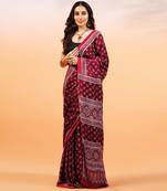 Red handprinted ajrakh on modal silk