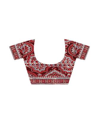 Red handprinted ajrakh on modal silk 4