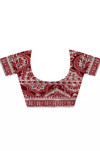 Red handprinted ajrakh on modal silk