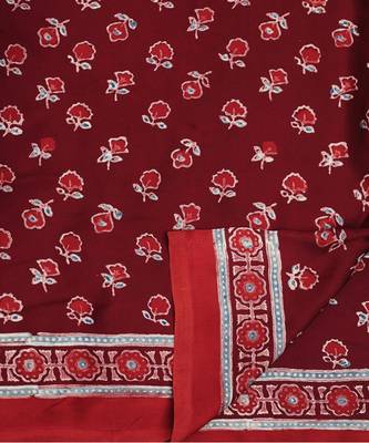 Red handprinted ajrakh on modal silk 5