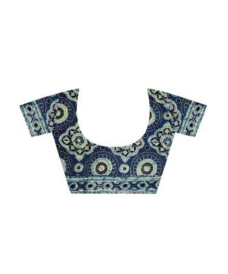Blue handprinted ajrakh on modal silk 5