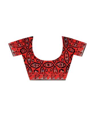 Red handprinted ajrakh on modal silk 4