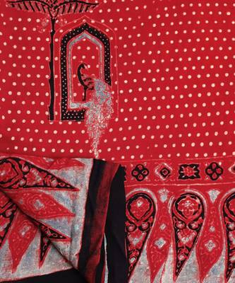 Red handprinted ajrakh on modal silk 5