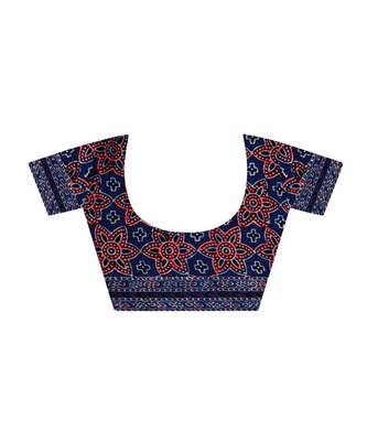 Blue handprinted ajrakh on modal silk 4