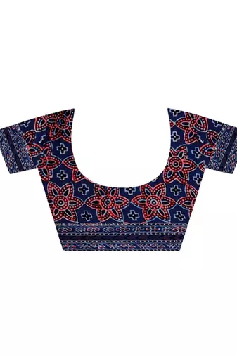 Blue handprinted ajrakh on modal silk