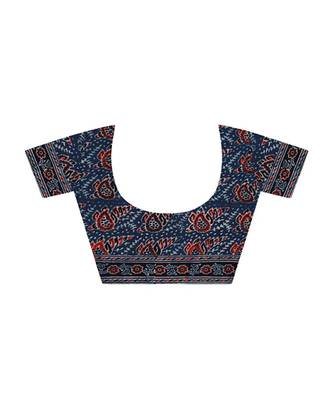 Blue handprinted ajrakh on cotton 4