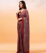 Red handprinted ajrakh on modal silk