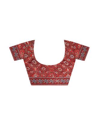 Red handprinted ajrakh on modal silk 4