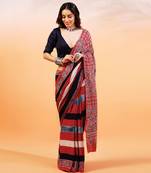 Multicolor handprinted ajrakh on cotton