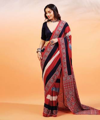 Multicolor handprinted ajrakh on cotton 3