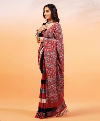 Multicolor handprinted ajrakh on cotton 4