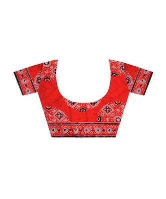 Red handprinted ajrakh on cotton 4