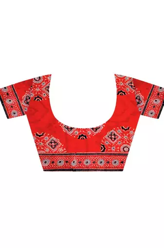 Red handprinted ajrakh on cotton