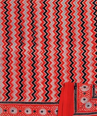 Red handprinted ajrakh on cotton 5