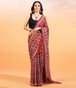 Red handprinted ajrakh on cotton