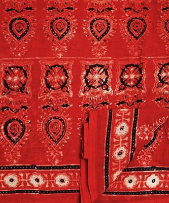Red handprinted ajrakh on cotton 4