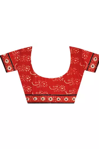 Red handprinted ajrakh on cotton