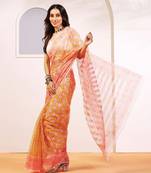 Multicolor handloom kota doria with hand block prints