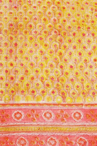 Multicolor handloom kota doria with hand block prints